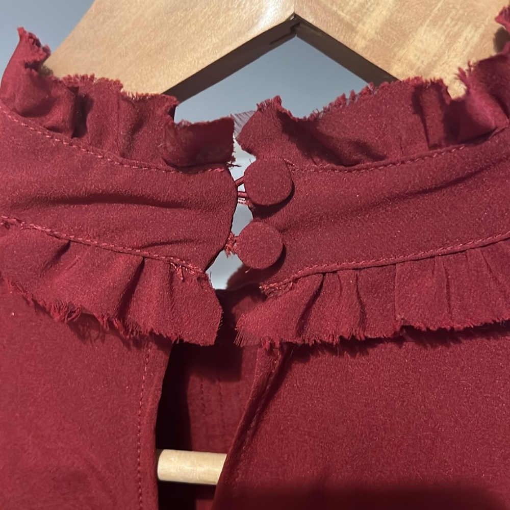 Zara Ruffle Neck in Merlot - Picture 4 of 9